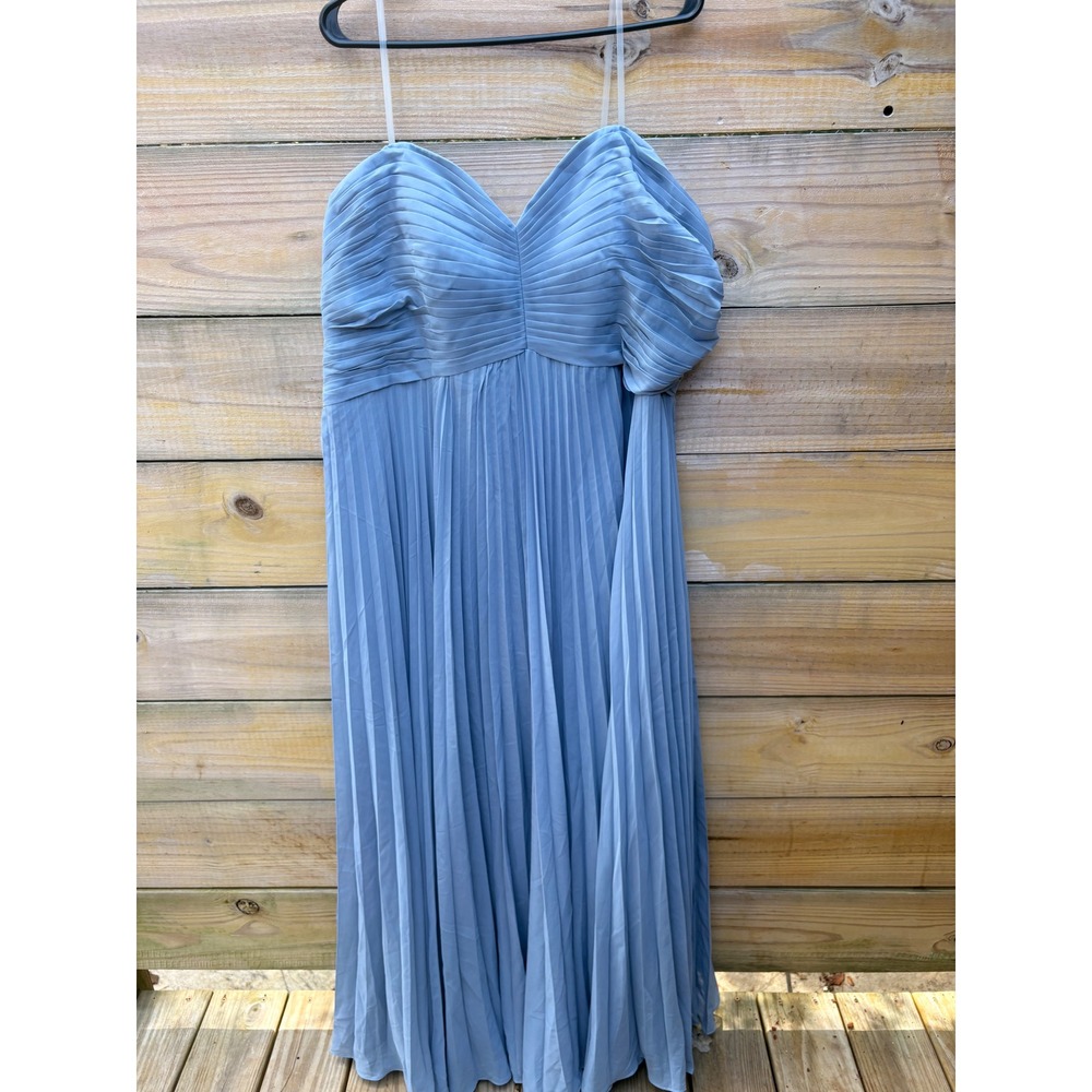 Erzirocel Light Blue Pleated Sweetheart Maxi Evening Gown Dress Size 20 NEW